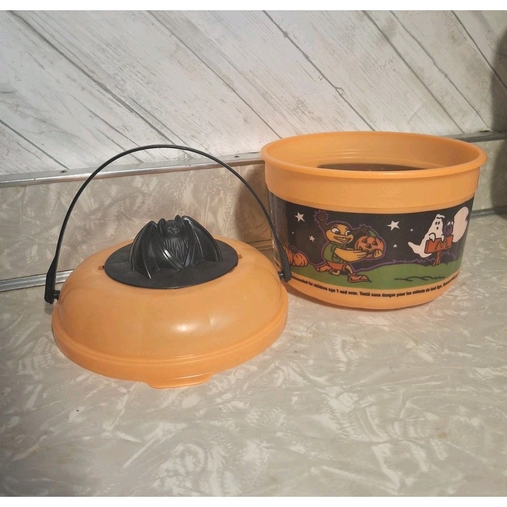 McDonalds Halloween Vintage 1999 Happy Meal Pumpkin Bucket Pail Bat 90s Orange